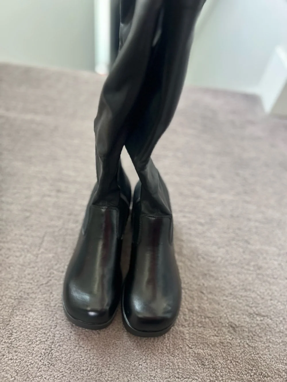 Mudd Black Knee-High Block Heel Boots Side Zip NWT Size 6.5 Y2K Moto Style
